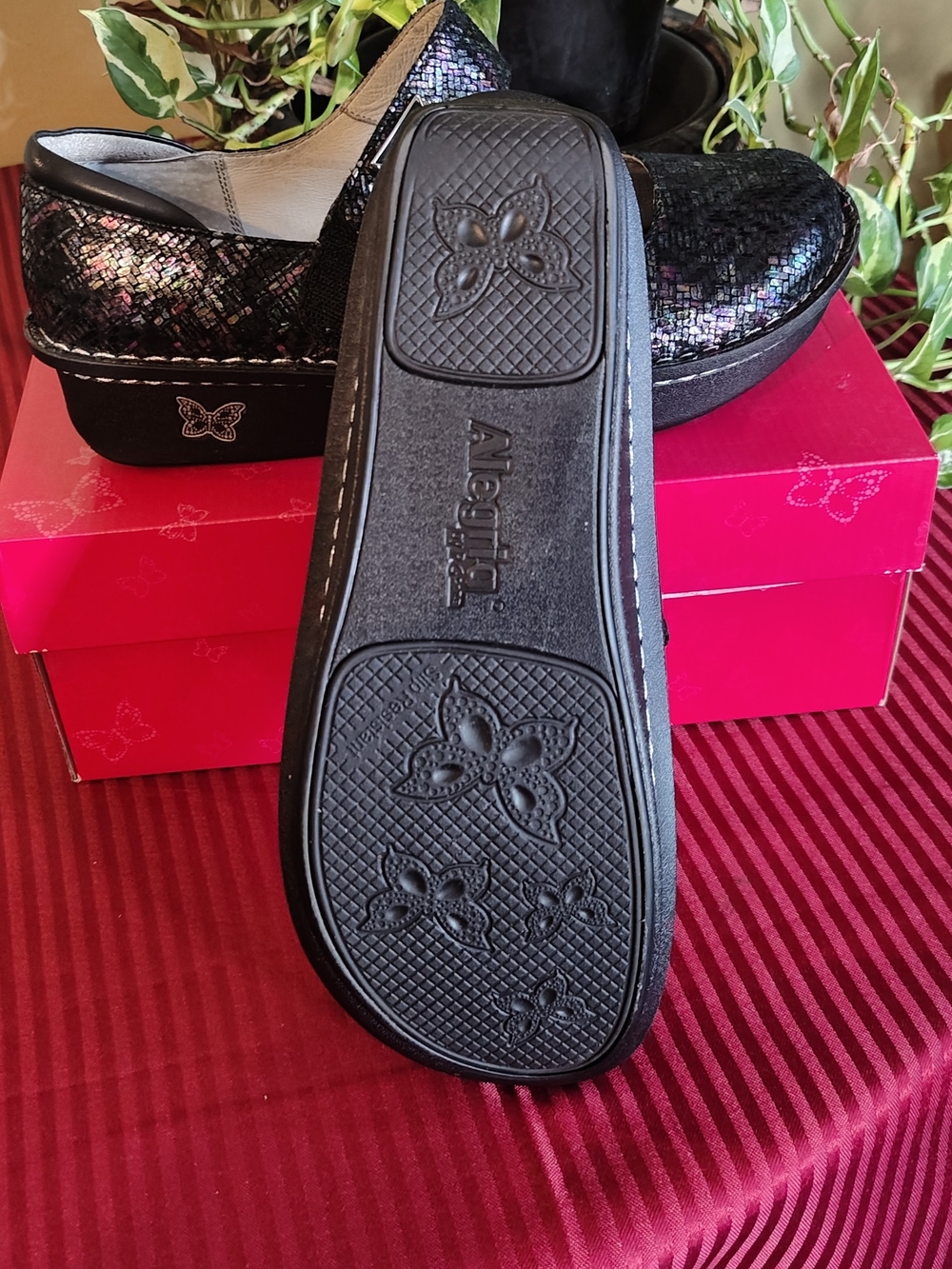 Alegria Black Iridescent Slip-On Mary Jane